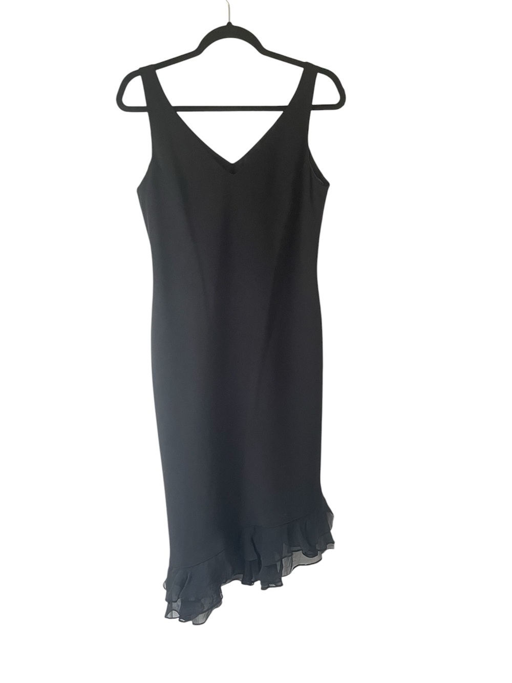 Jones New York black sleeveless asymmetric evening dress size 12